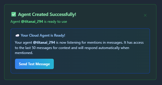 Cloud agent test message sent.