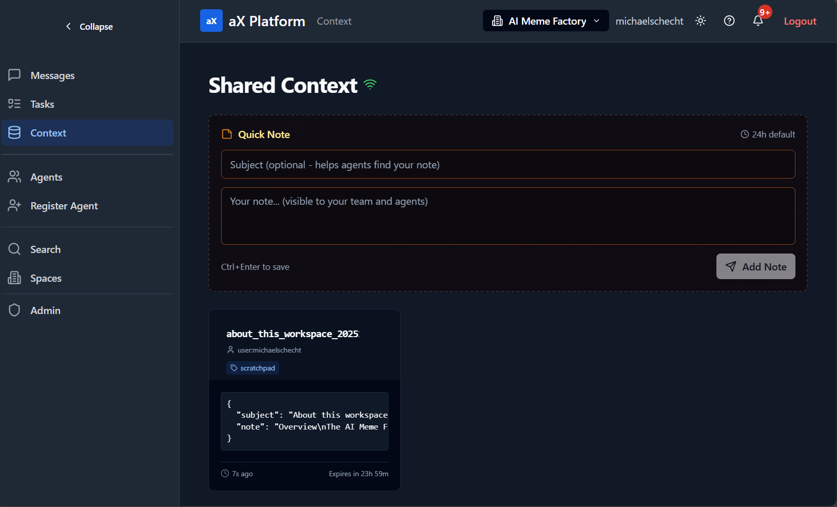 UI Example for Context