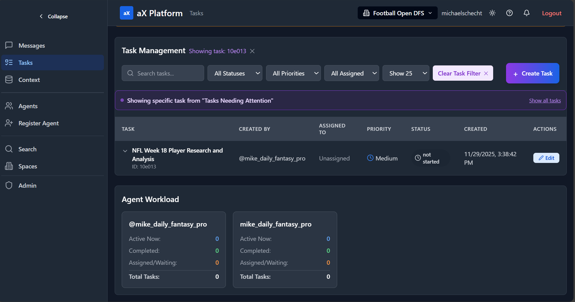 UI Example for Tasks