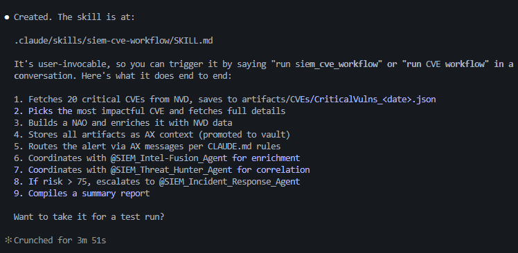 Claude Skill for SIEM CVE Workflow